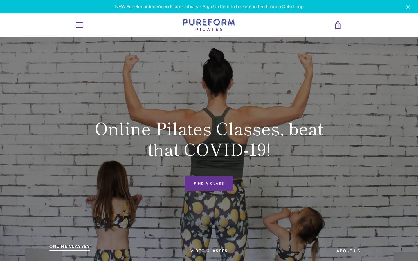 pureformpilates.co.za homepage screenshot