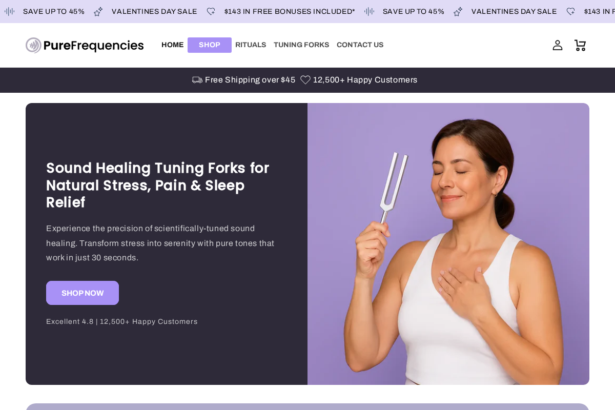 Pure Frequencies homepage screenshot