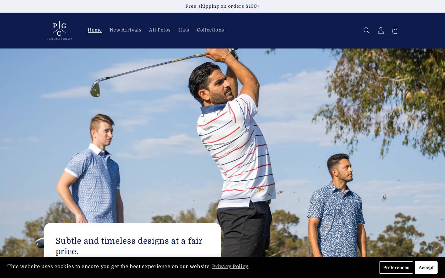 puregolfcompany.com homepage screenshot