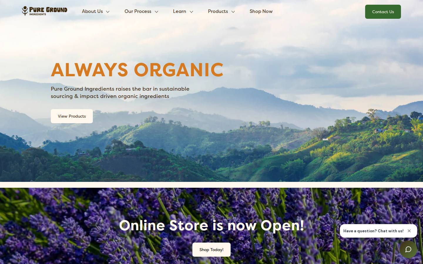 puregroundingredients.com homepage screenshot