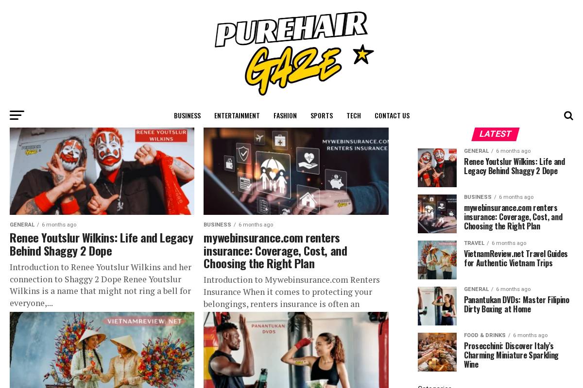 purehairgaze.com homepage screenshot