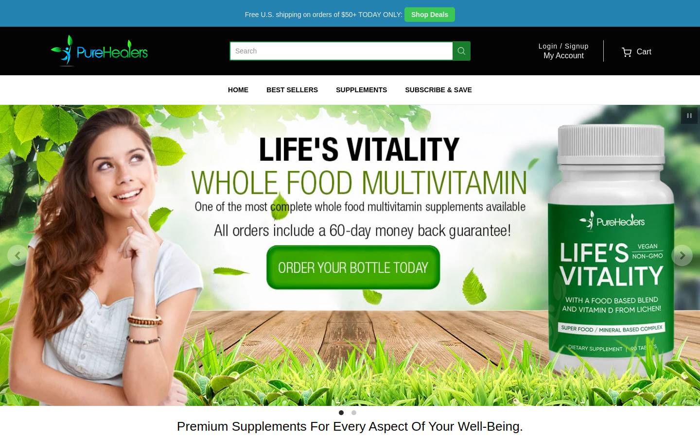 Pure Healers homepage screenshot