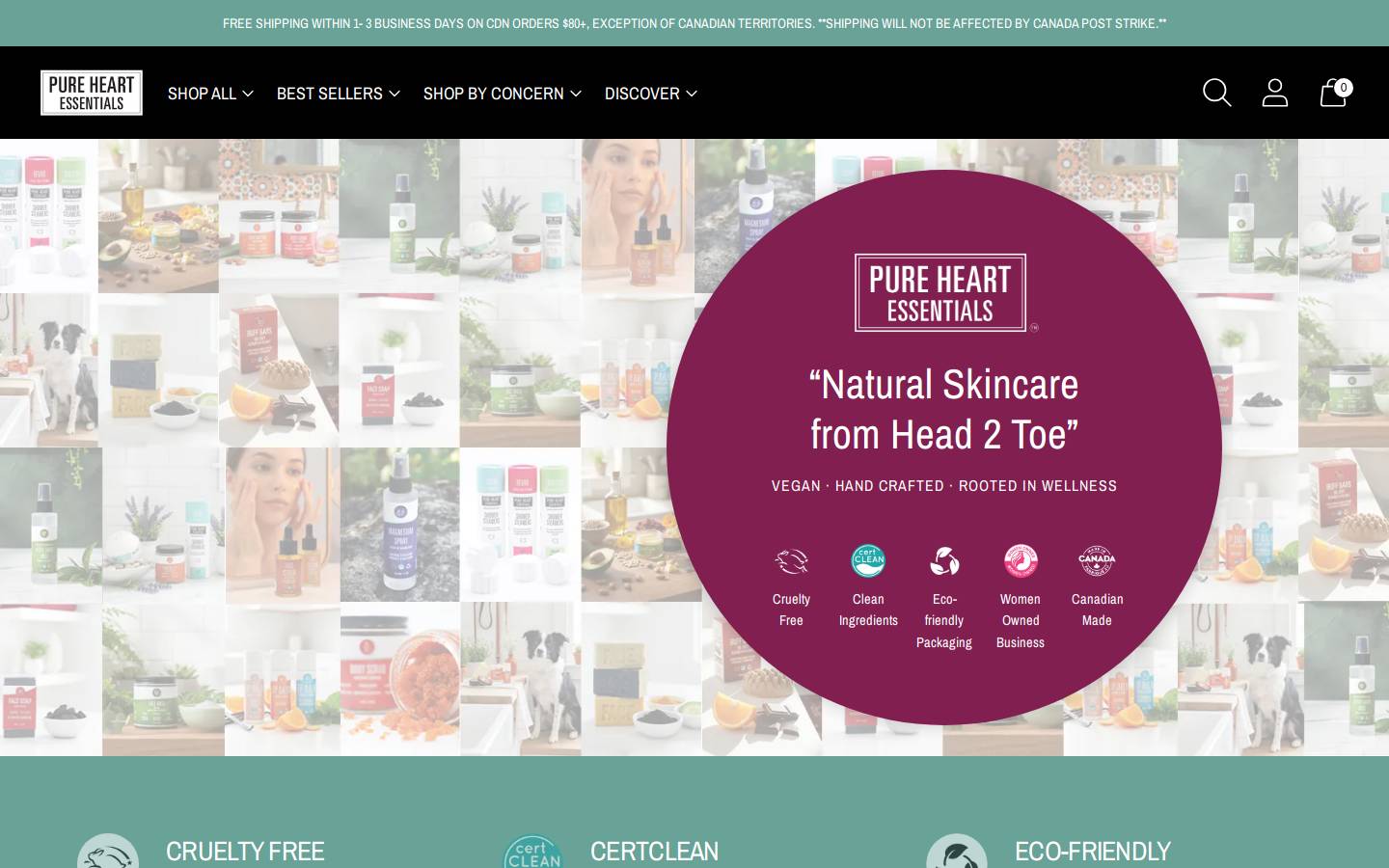 pureheartessentials.com homepage screenshot