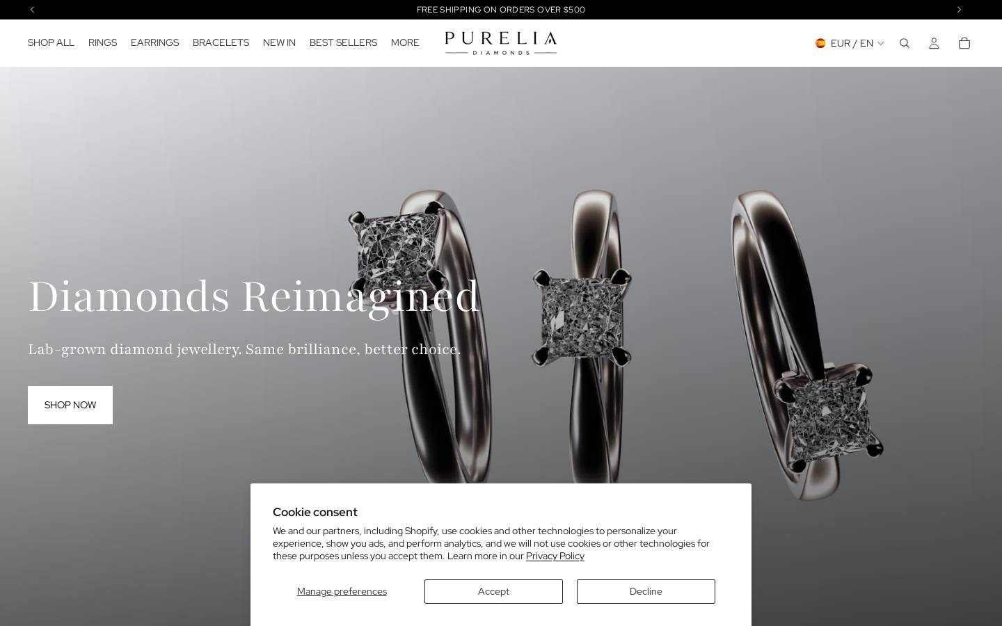 purelabdiamonds.es homepage screenshot
