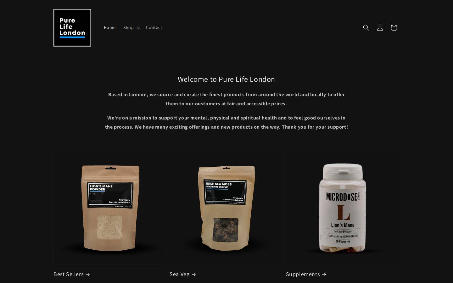 Purelife homepage screenshot