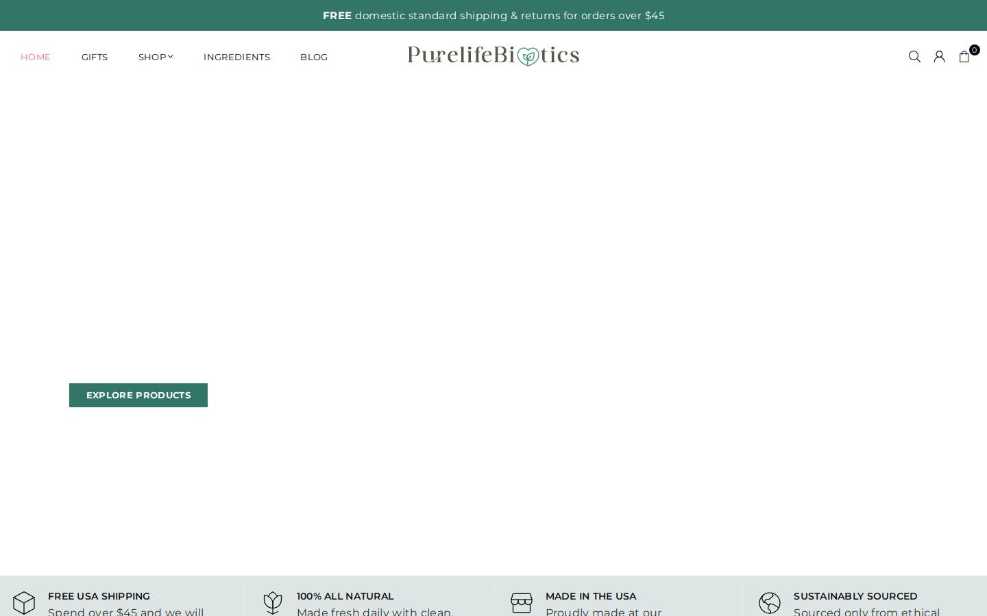 Purelifebiotics homepage screenshot
