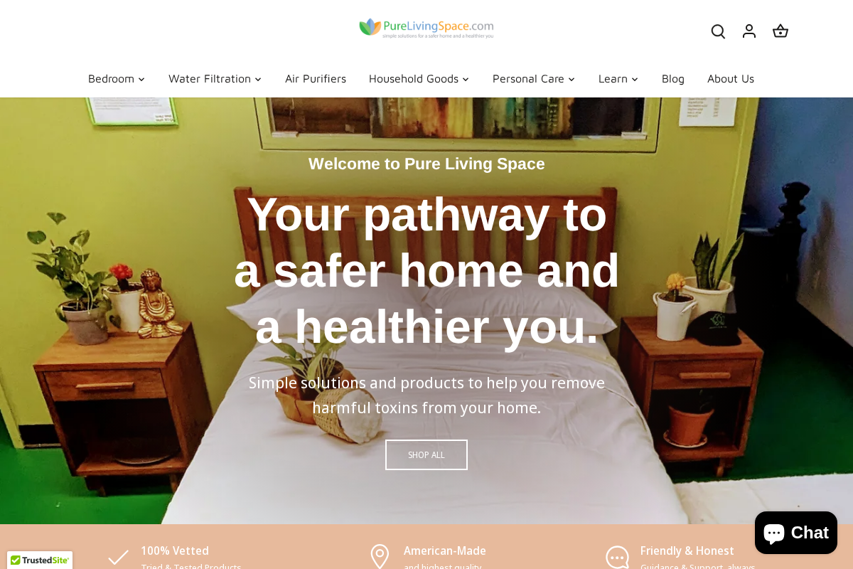 purelivingspace.com homepage screenshot
