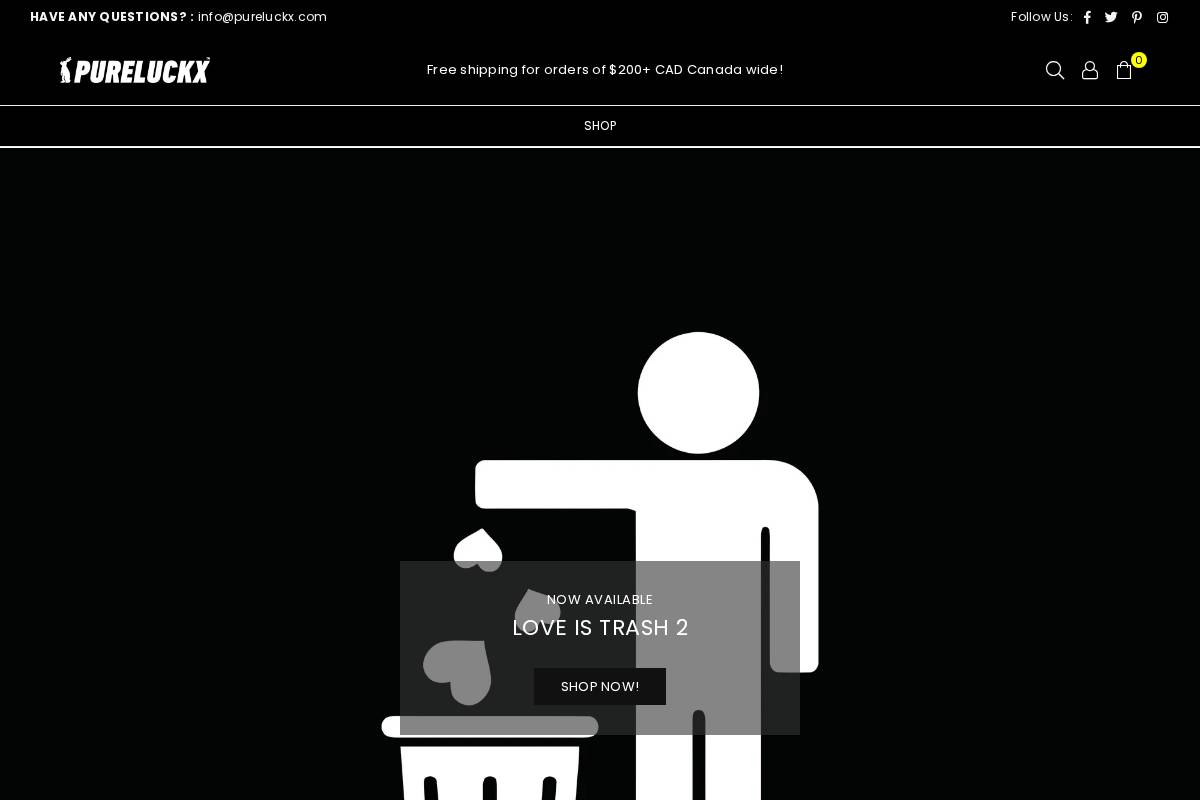 pureluckx.com homepage screenshot