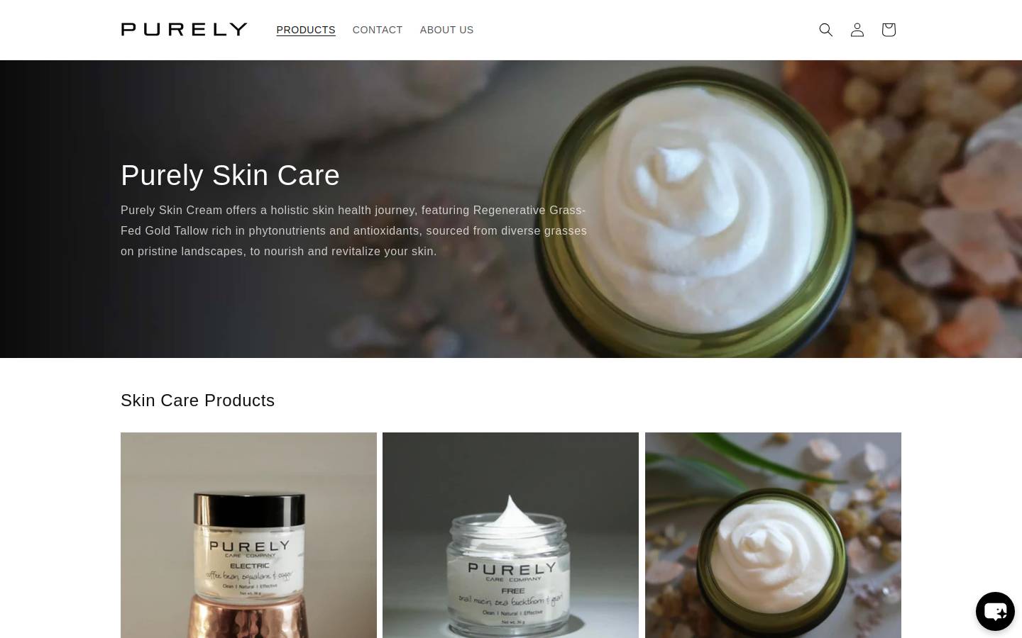 purelycarecompany.com homepage screenshot