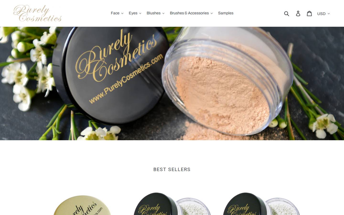 purelycosmetics.com homepage screenshot