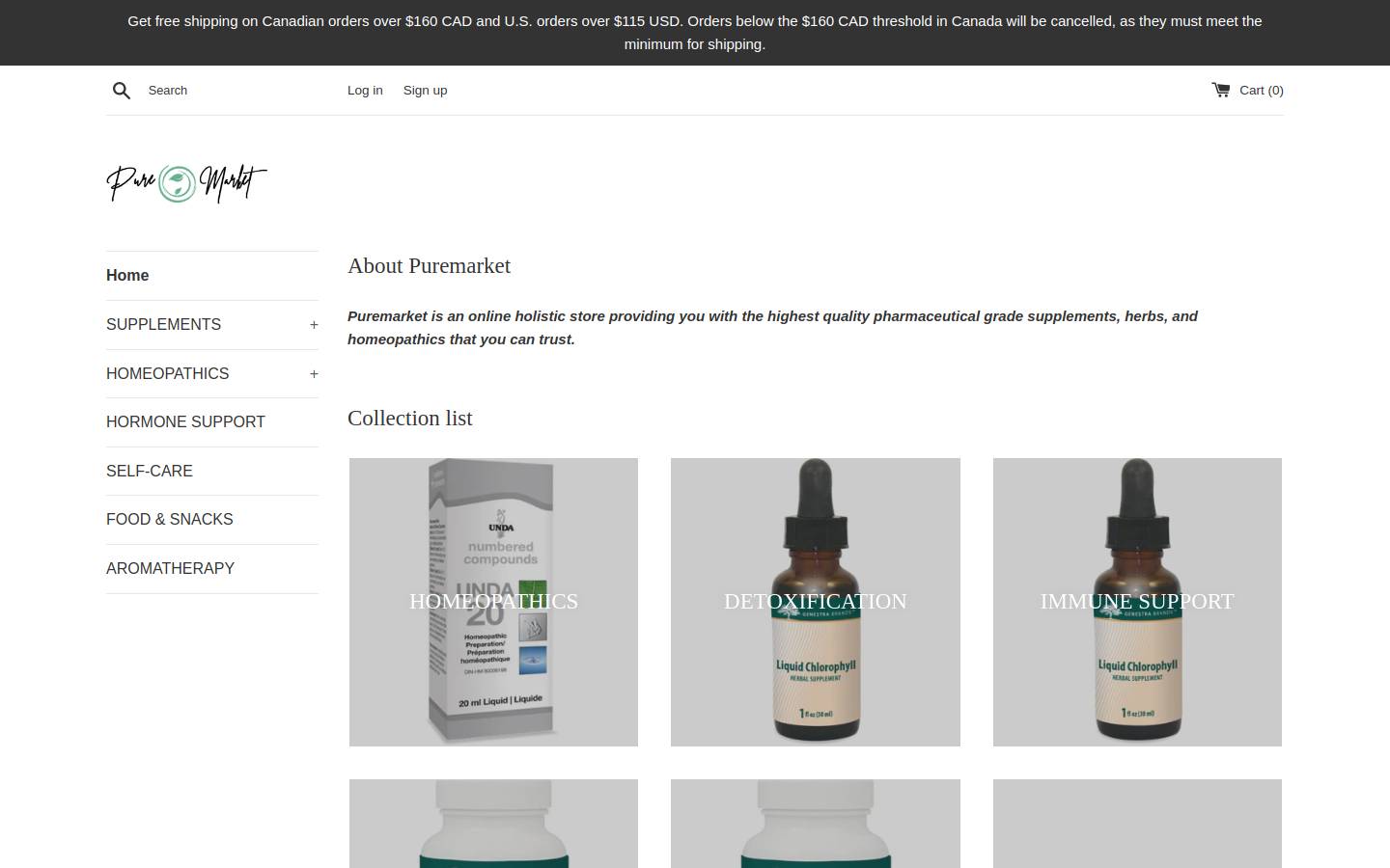 puremarket.ca homepage screenshot