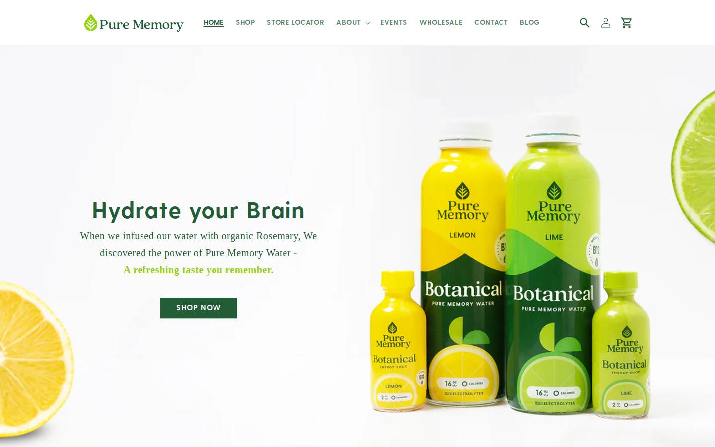 purememorywater.com homepage screenshot