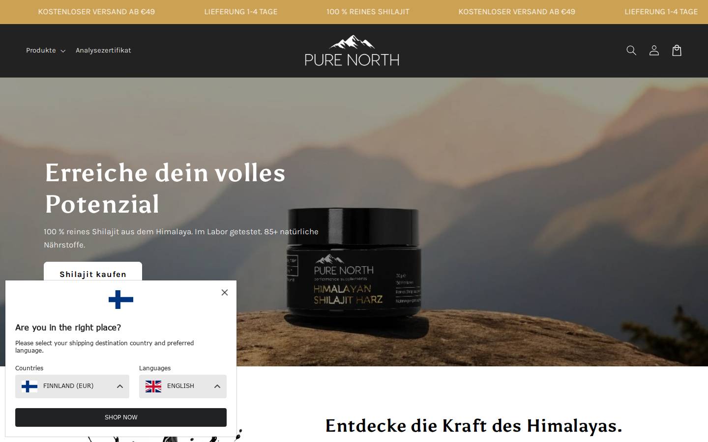 Pure North homepage screenshot