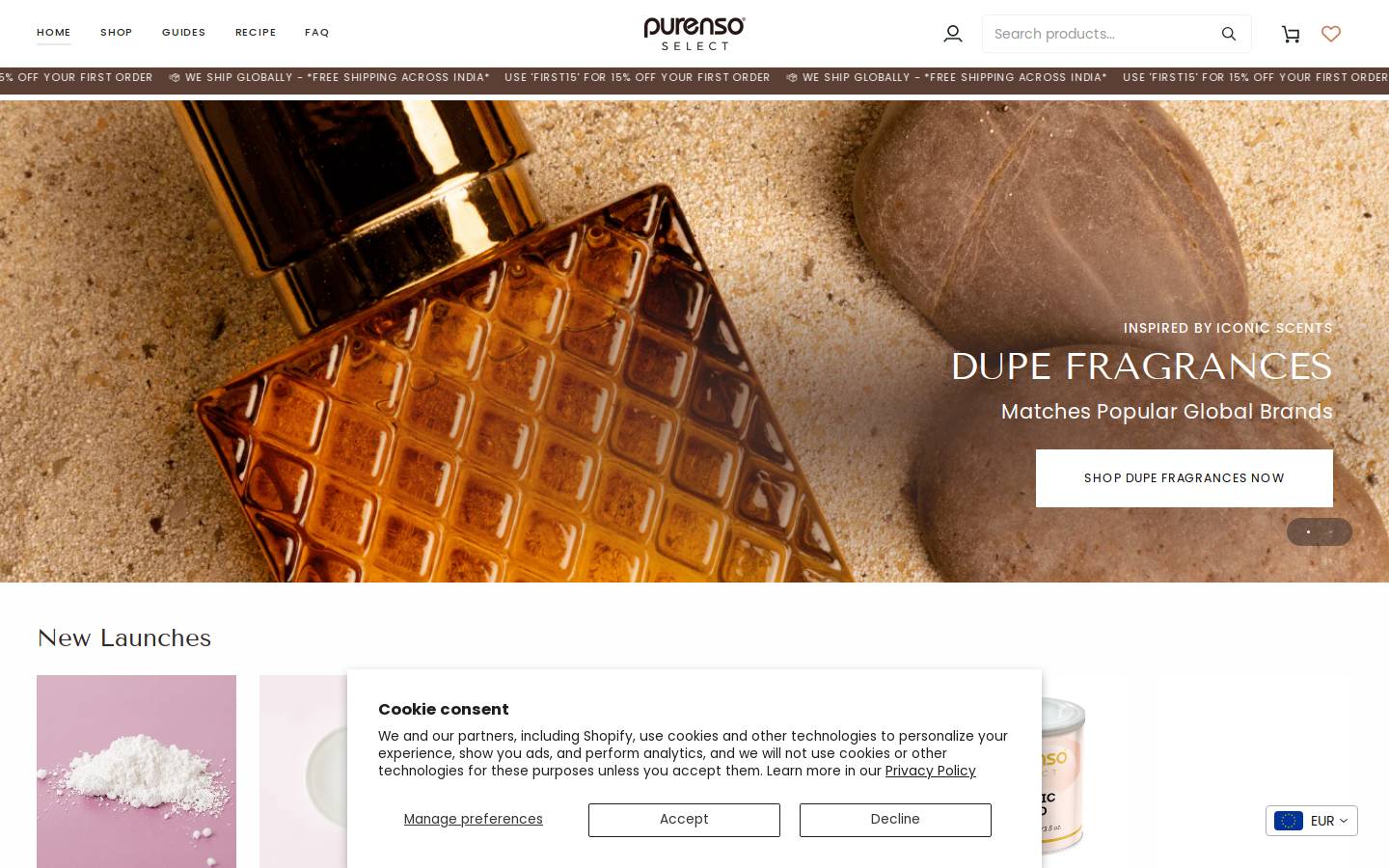 purensoselect.co.in homepage screenshot