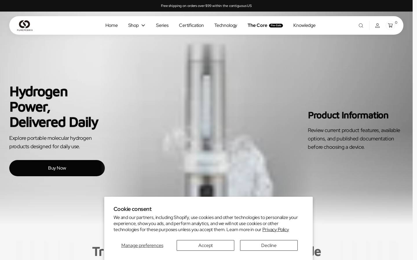 PUREPEBRIX homepage screenshot