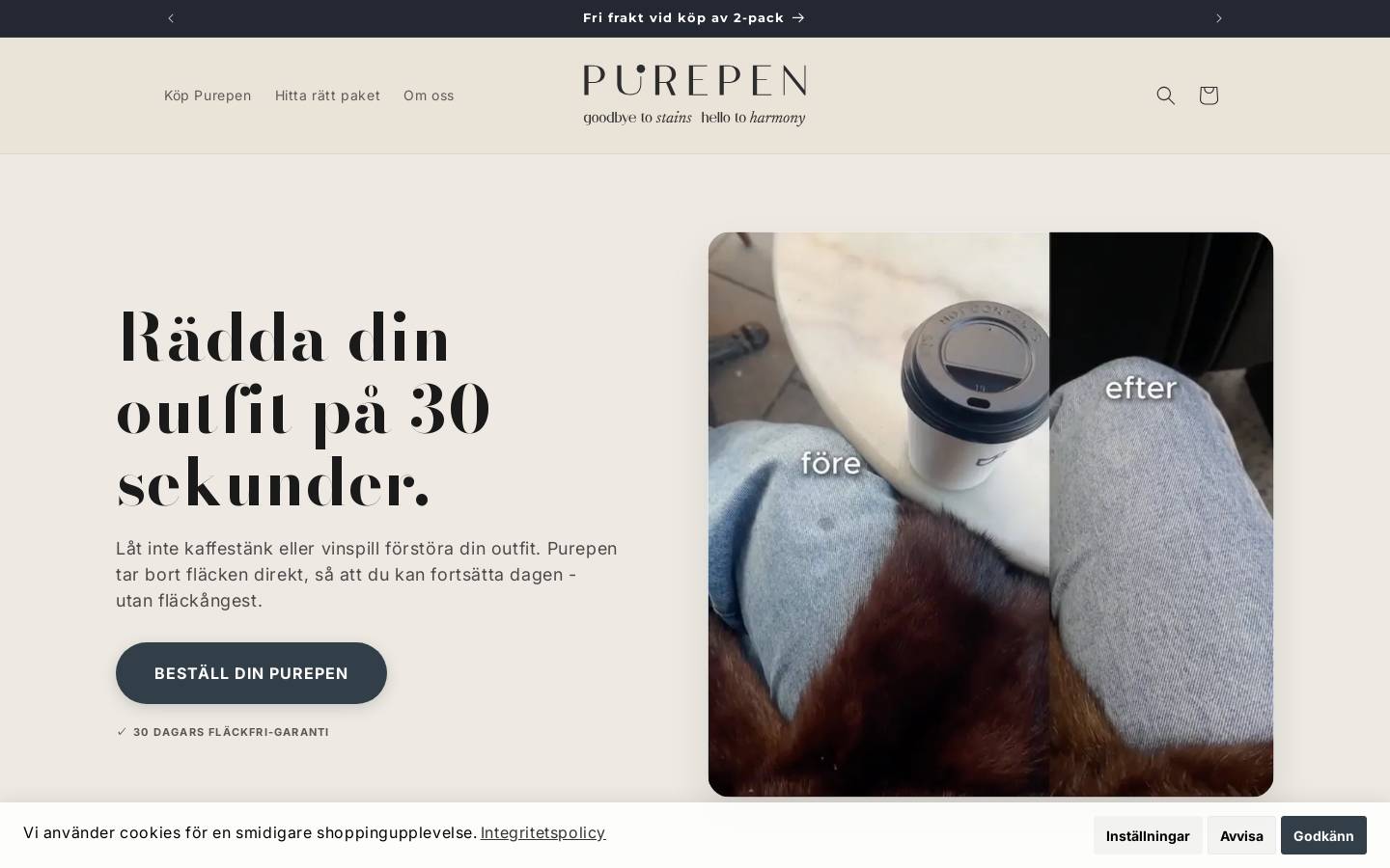 Purepen homepage screenshot