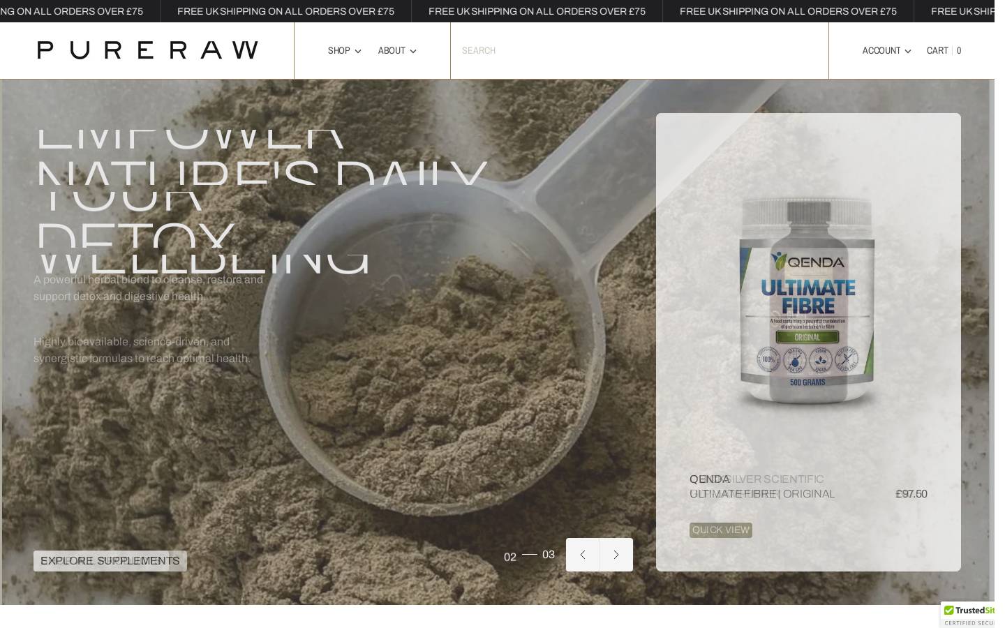 Purerawshop homepage screenshot