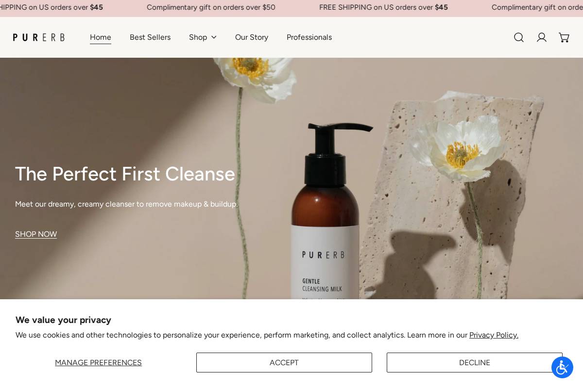 purerbbeauty.com homepage screenshot