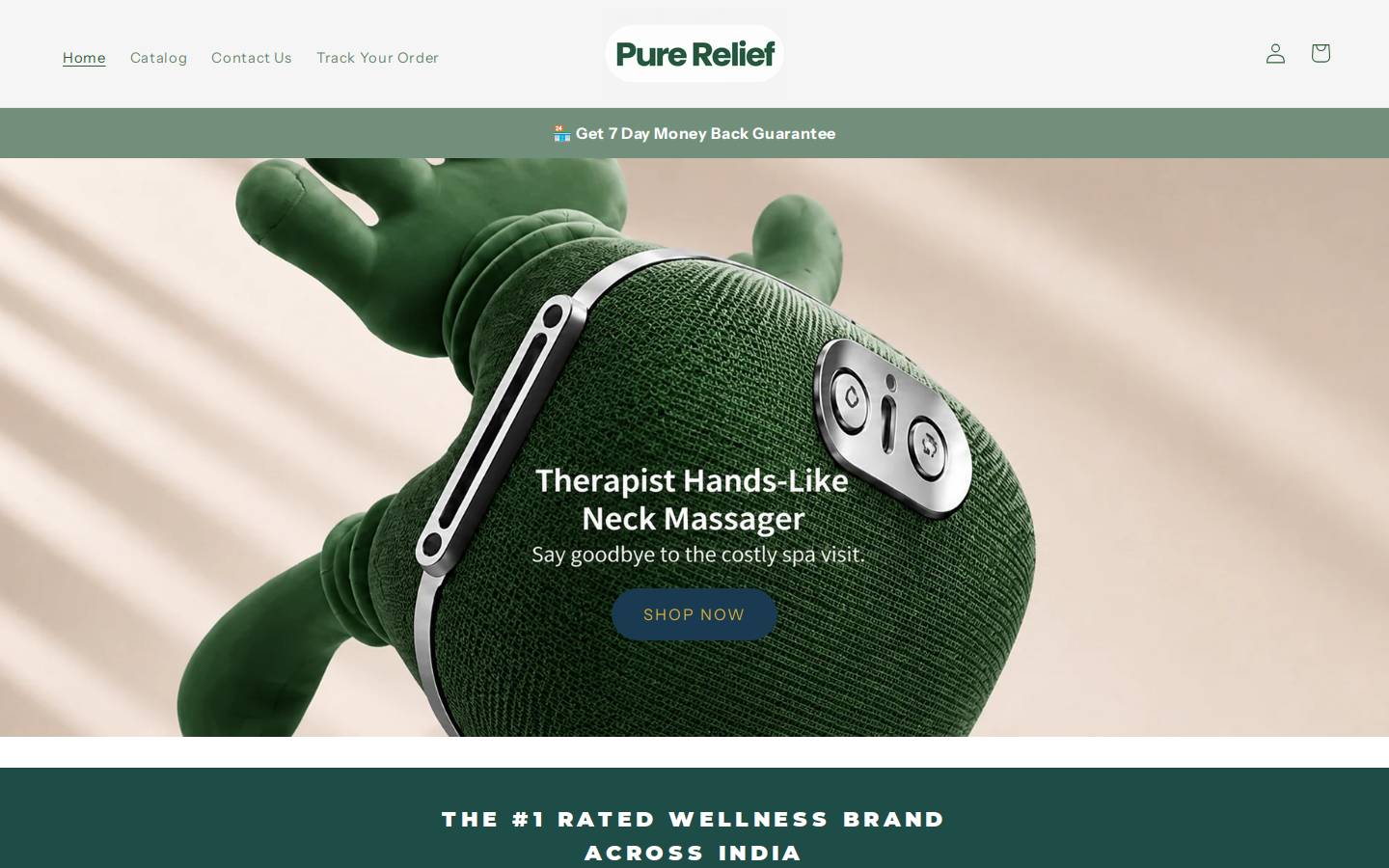 purerelief.com homepage screenshot