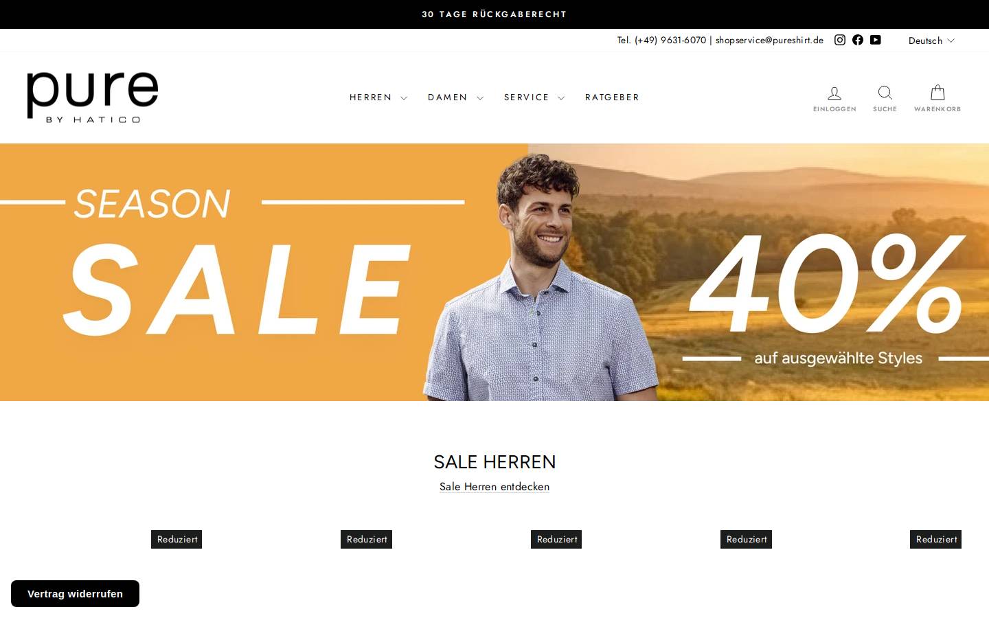 Pureshirt homepage screenshot