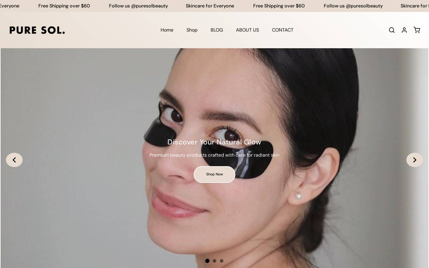 puresolbeauty.com homepage screenshot