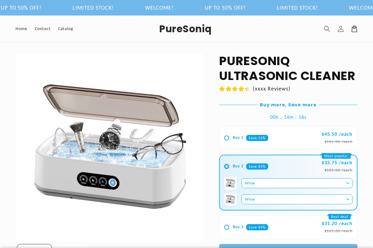 PureSoniq homepage screenshot