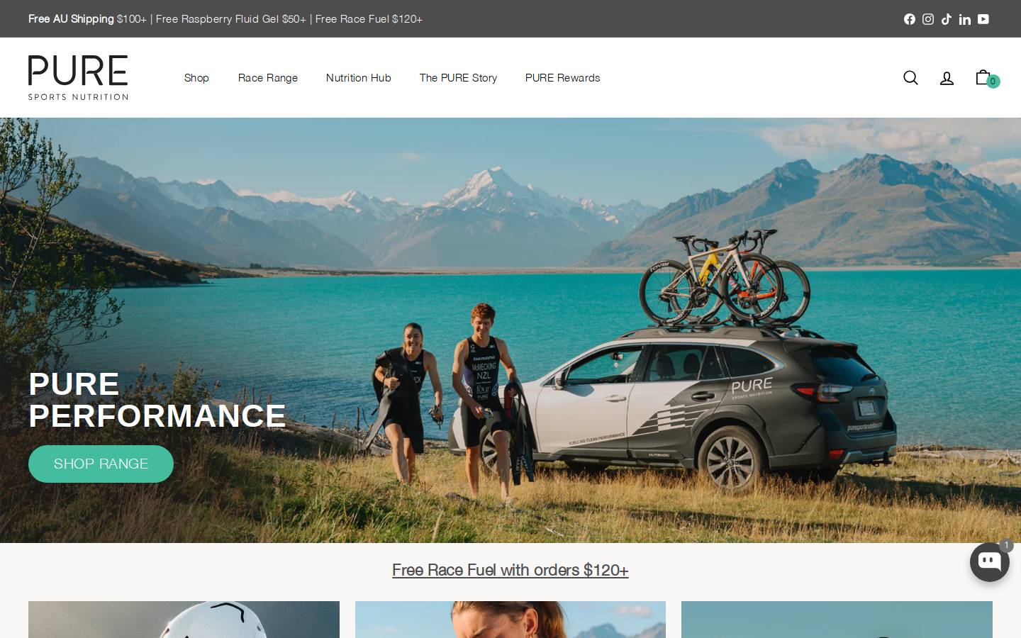 puresportsnutrition.com.au homepage screenshot