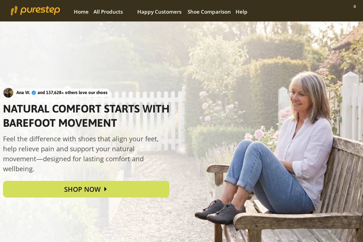 Purestep homepage screenshot