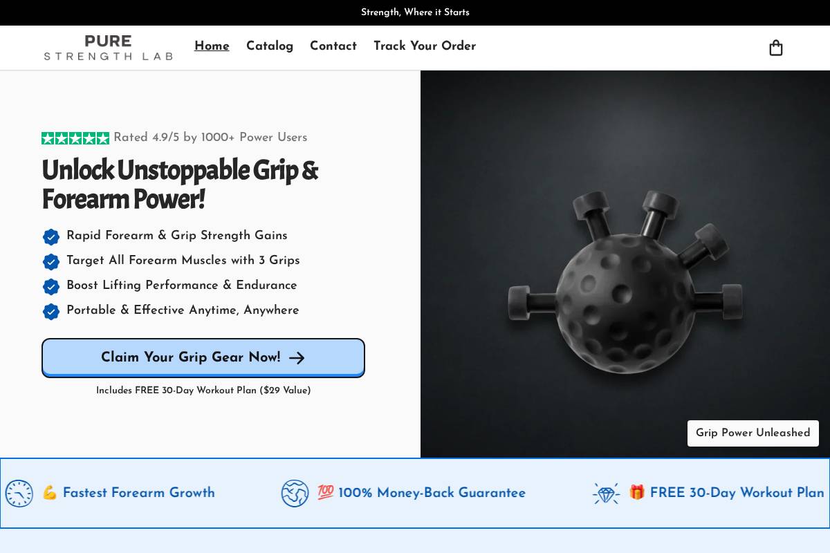 Pure Strength Lab homepage screenshot