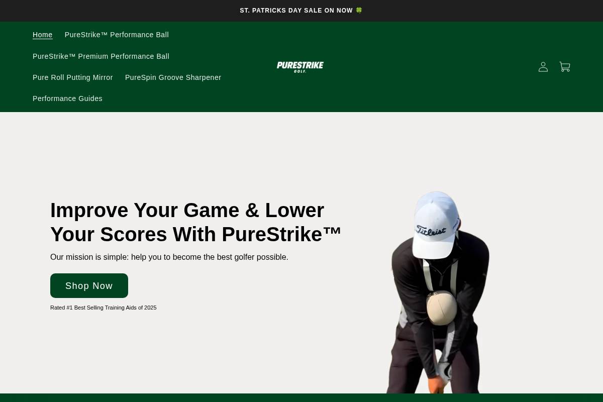 Purestrikegolfco homepage screenshot