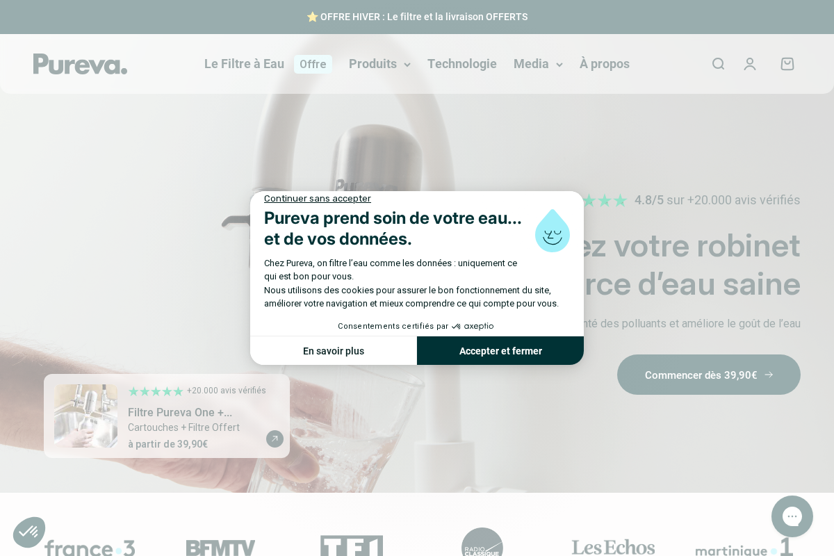 Pureva homepage screenshot