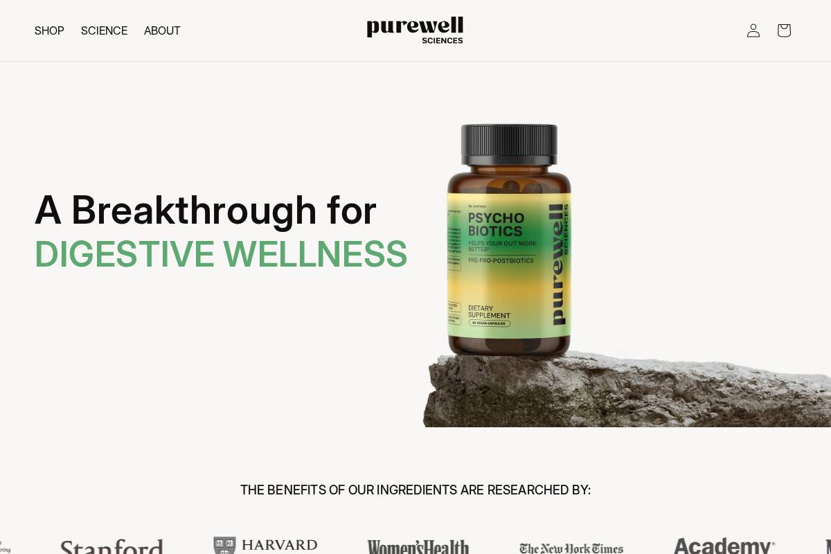 purewellsciences.com homepage screenshot