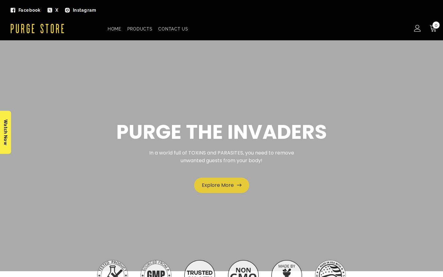 purgestore.com homepage screenshot