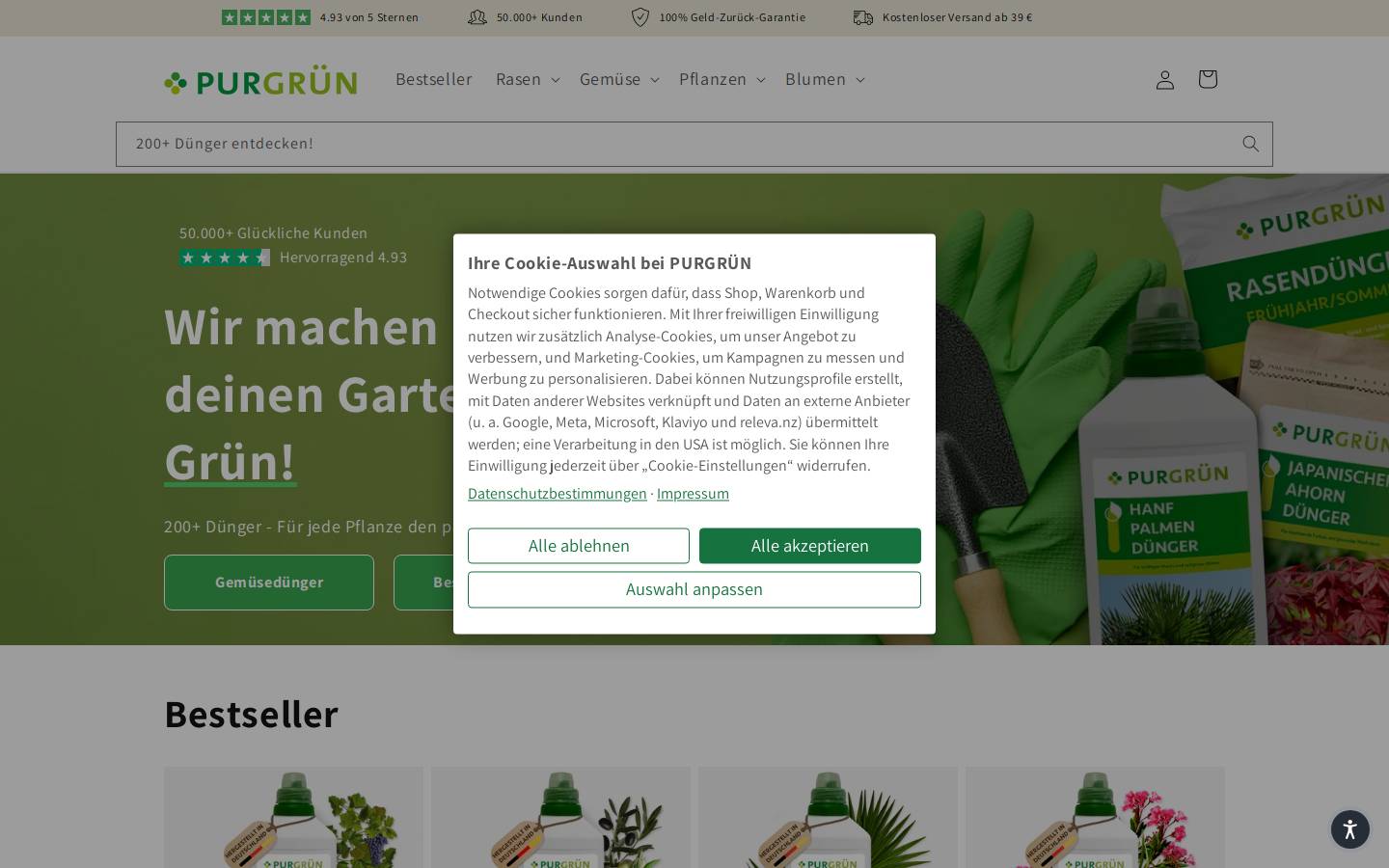 Purgruen homepage screenshot