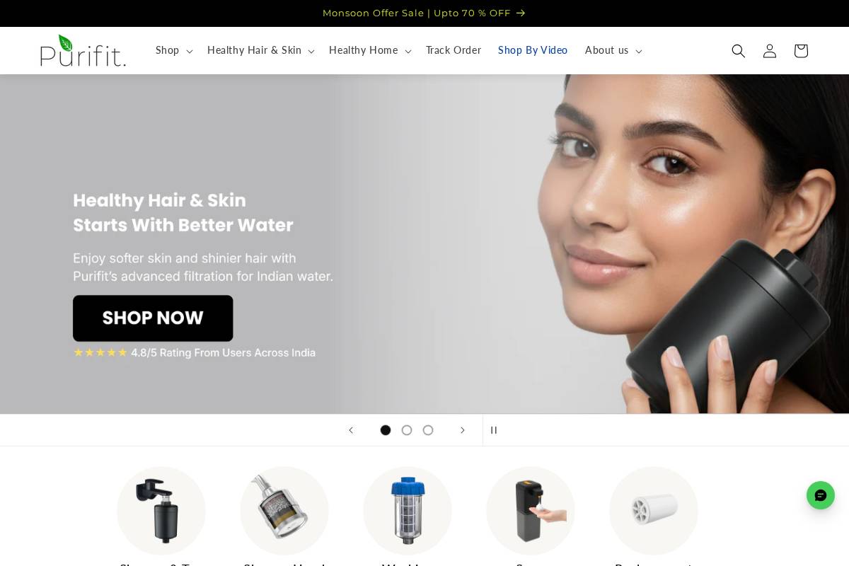 purifit.in homepage screenshot