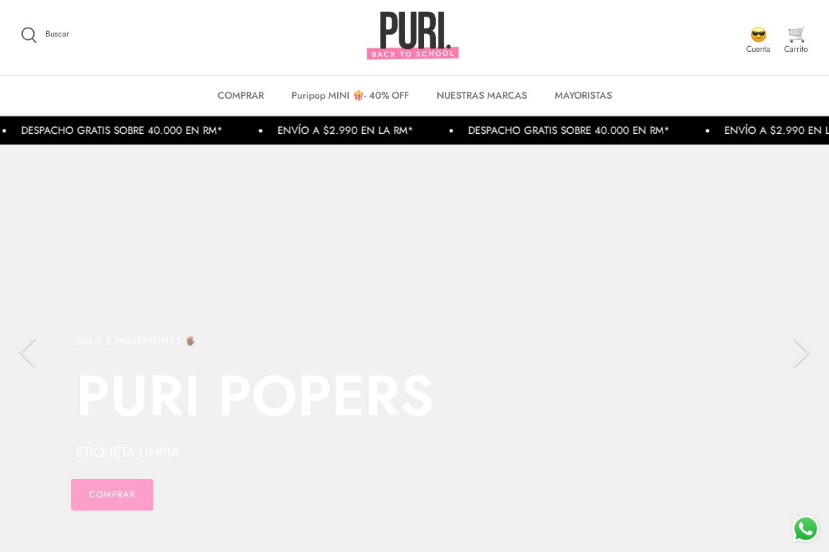 purisnacks.cl homepage screenshot