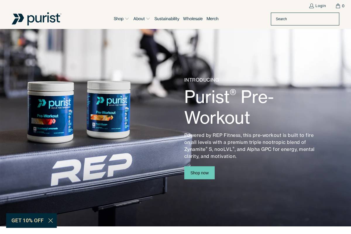 puristnutrition.com homepage screenshot