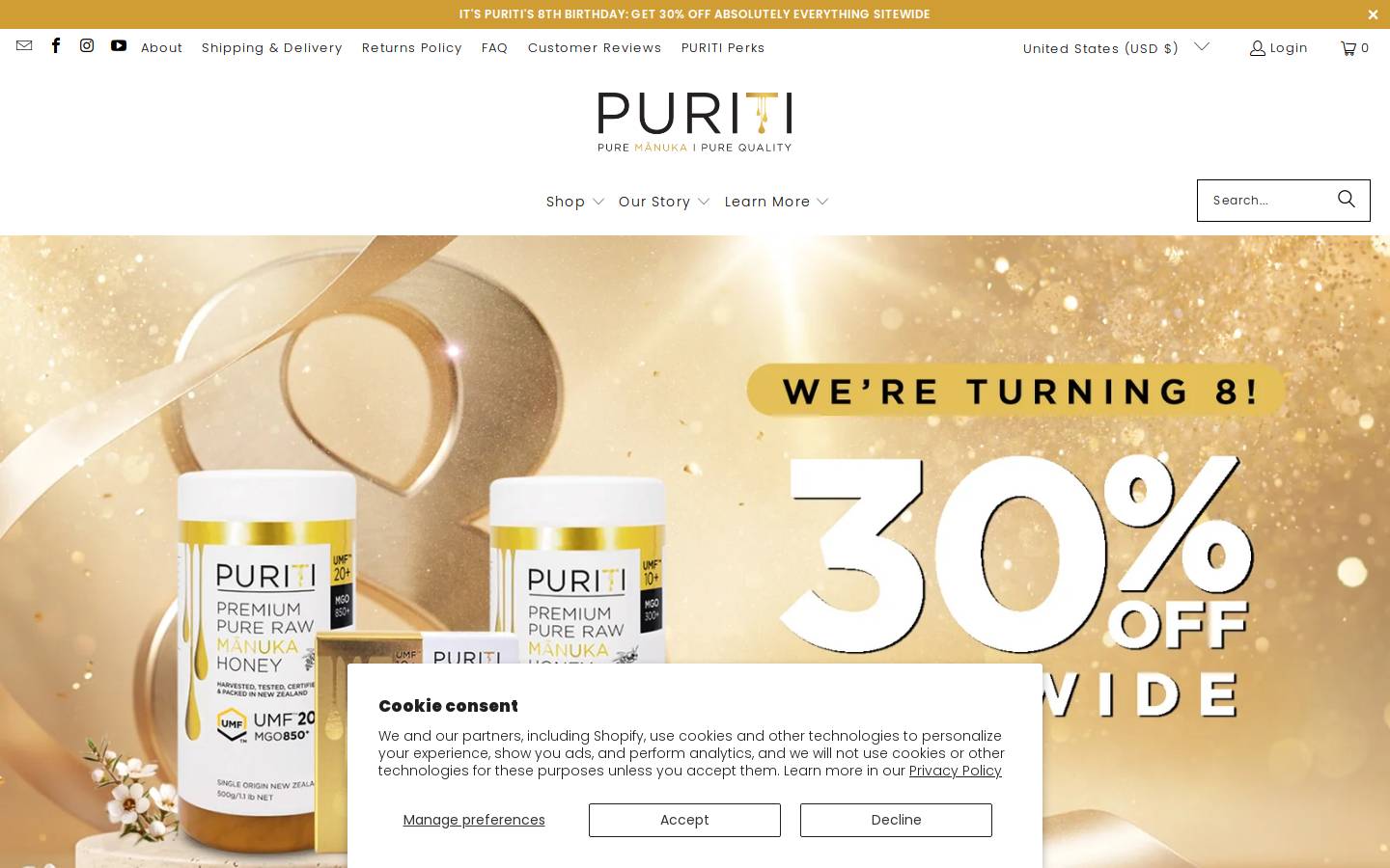 puriti.com homepage screenshot