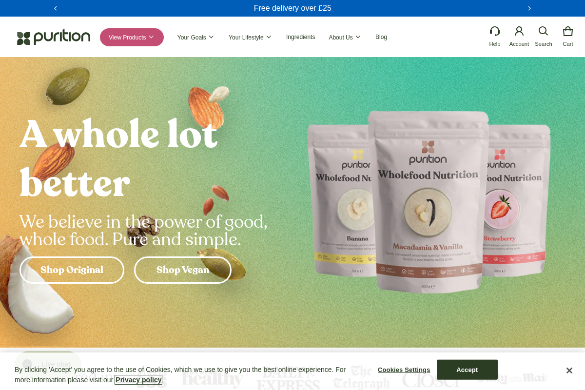 Purition homepage screenshot