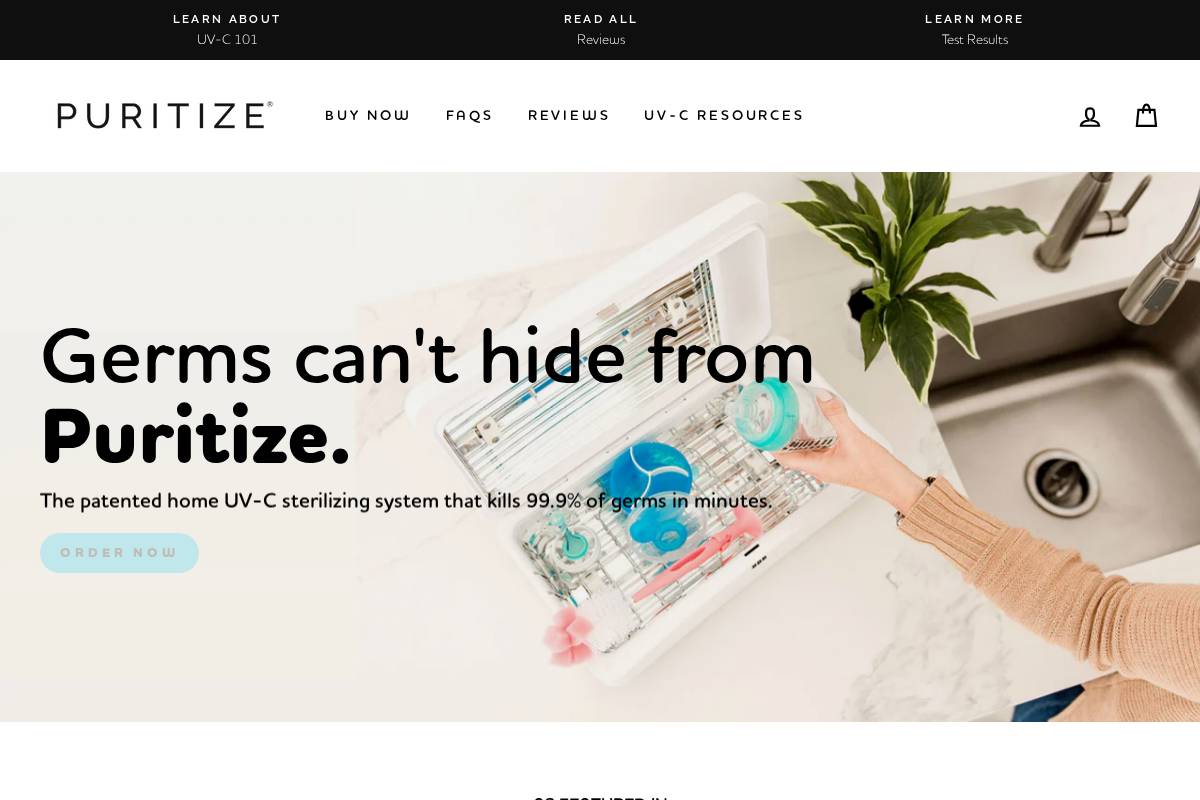 puritize.com homepage screenshot