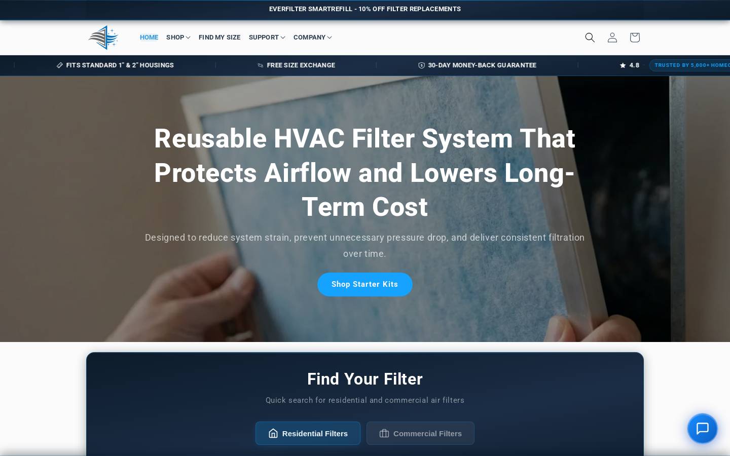 purityairfilters.com homepage screenshot