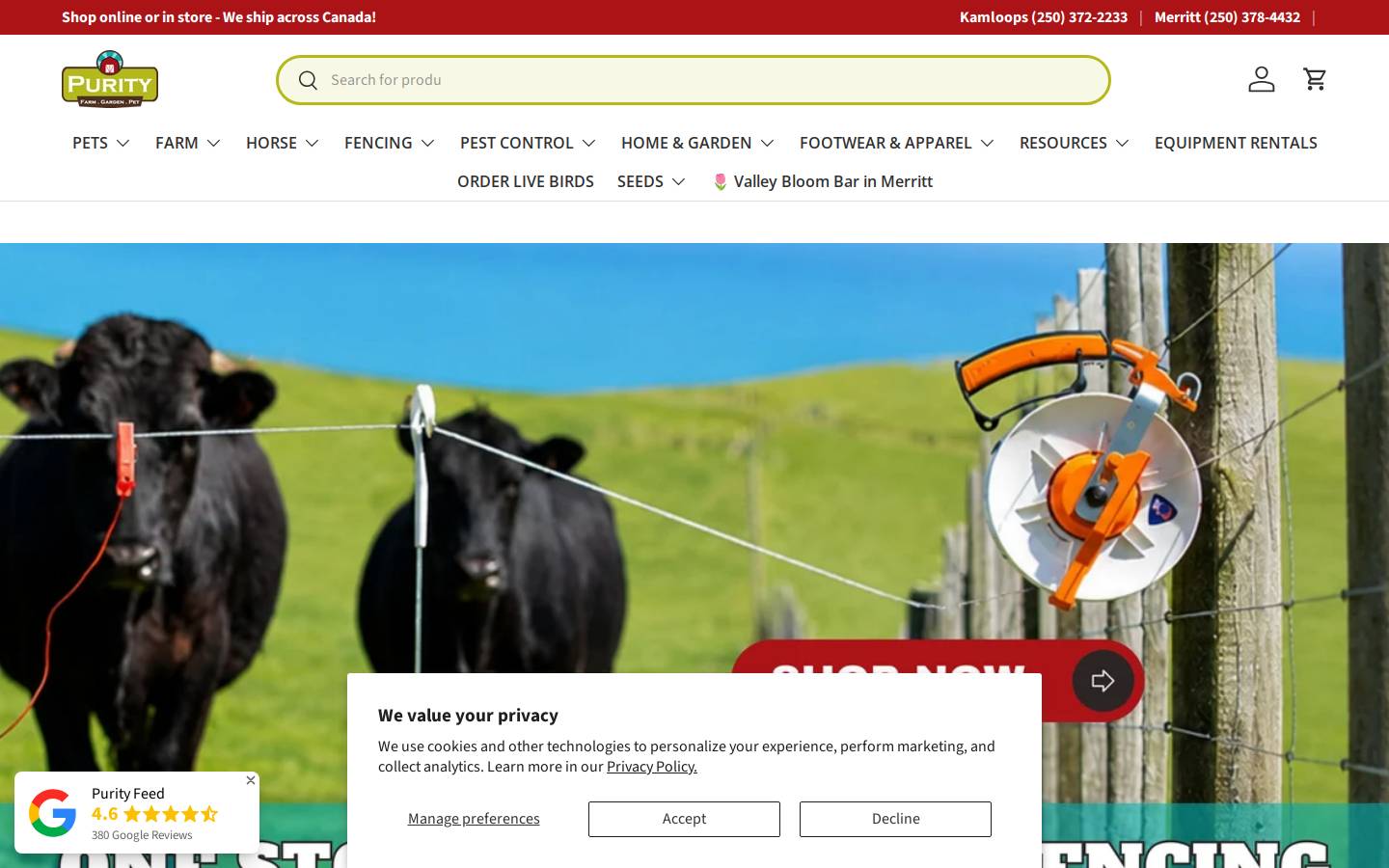 purityfeed.ca homepage screenshot