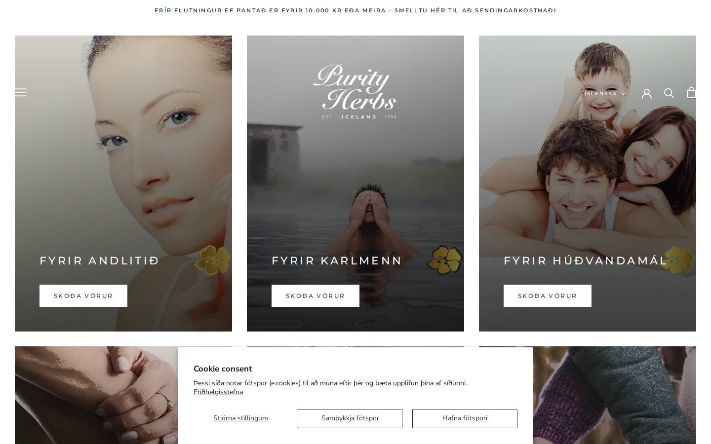purityherbsiceland.com homepage screenshot