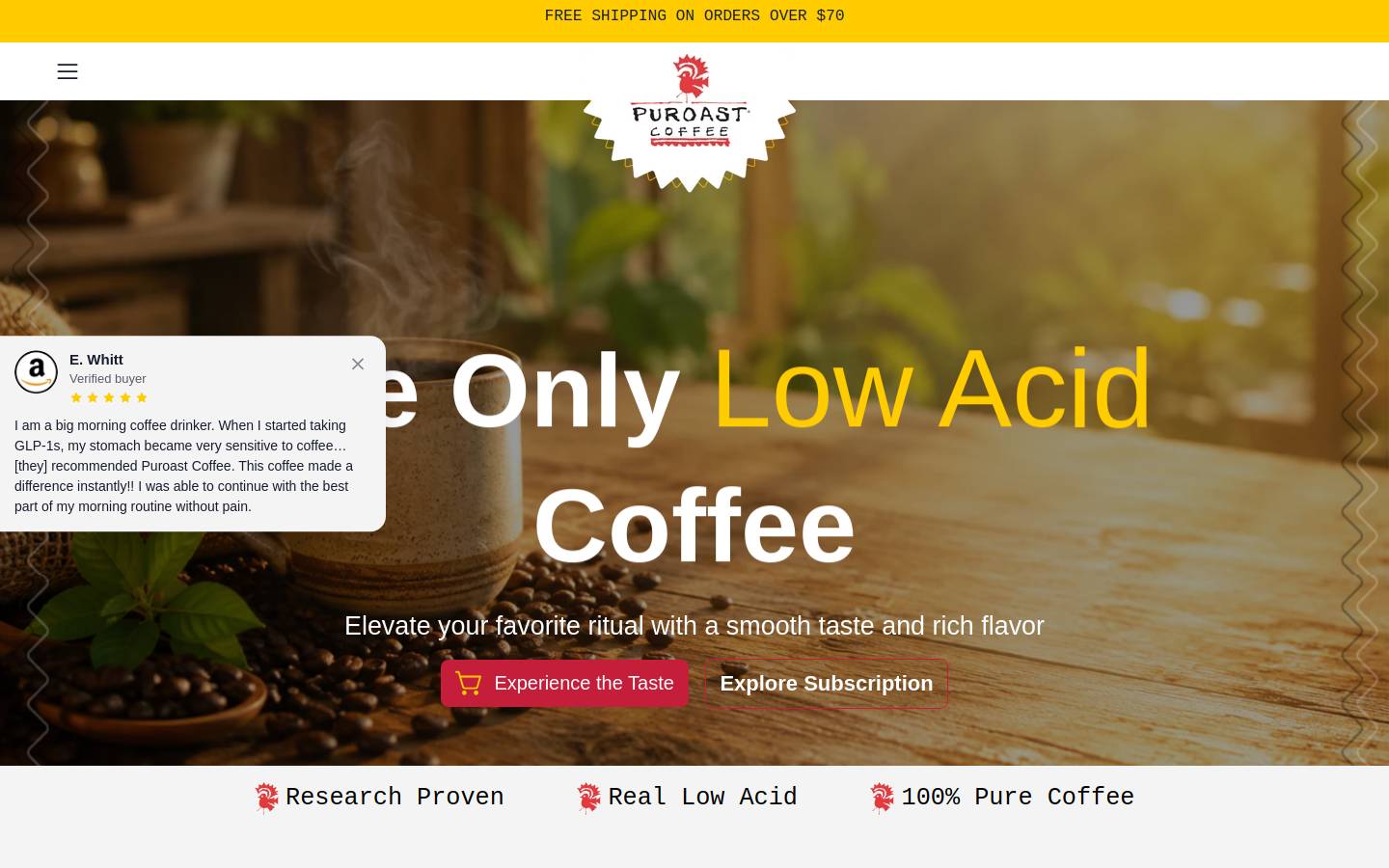 puroast.com homepage screenshot
