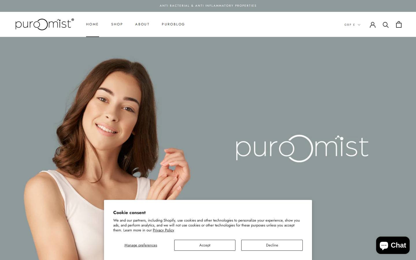 puromistspray.com homepage screenshot