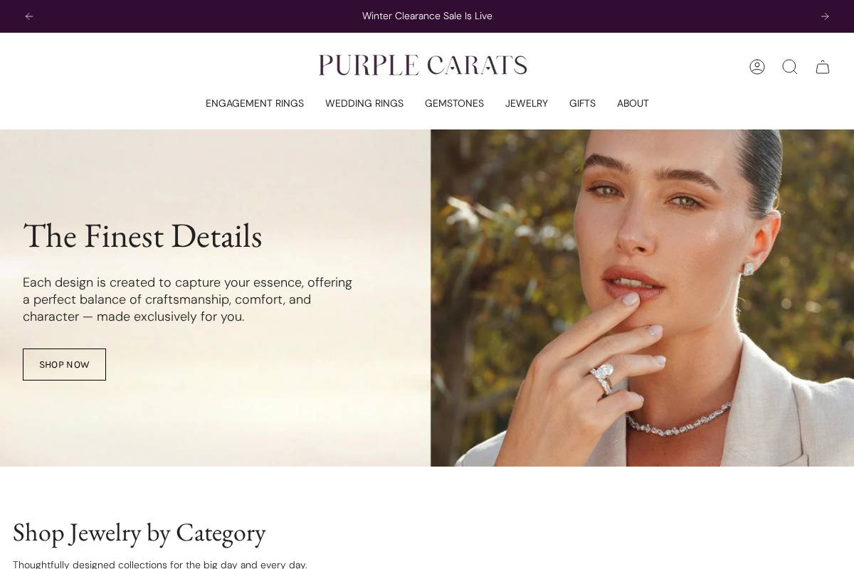 Purple Carats homepage screenshot