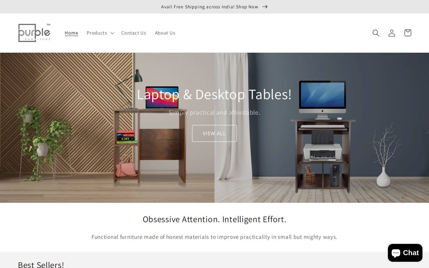 purplefurniture.in homepage screenshot