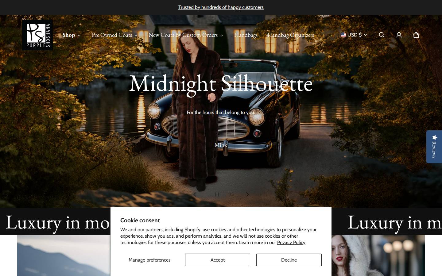 purpleshoshana.com homepage screenshot