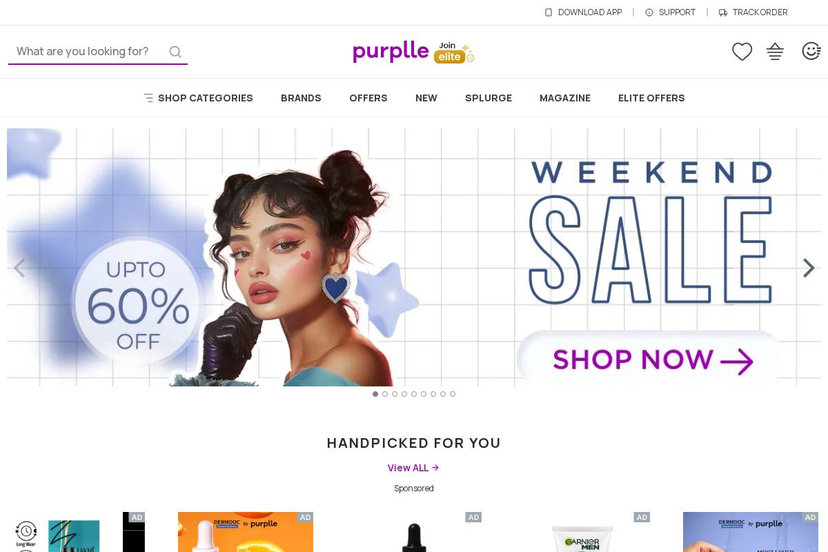 Purplle.com homepage screenshot