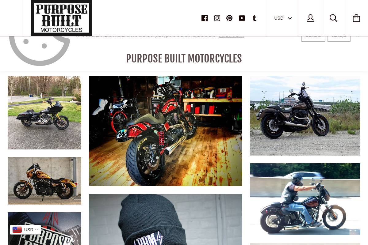 purposebuiltmotorcycles.com homepage screenshot